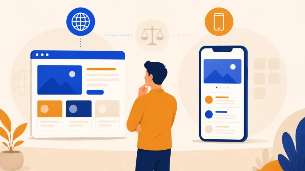 Illustration : difference site web mobile application